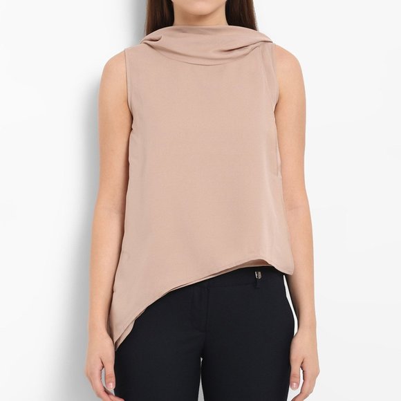 Park Avenue high neck semi casual beige nude top with lining attached & back zip
